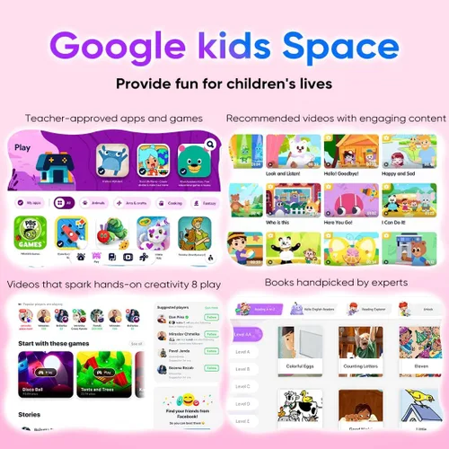 Vista 2 de Tablet para Niños MengDash, Tablet de 10.1 Pulgadas para Niños de 3-10 Años, Tablet Educativa para Niños Pequeños Android 14, 8GB RAM+64GB ROM Rojo