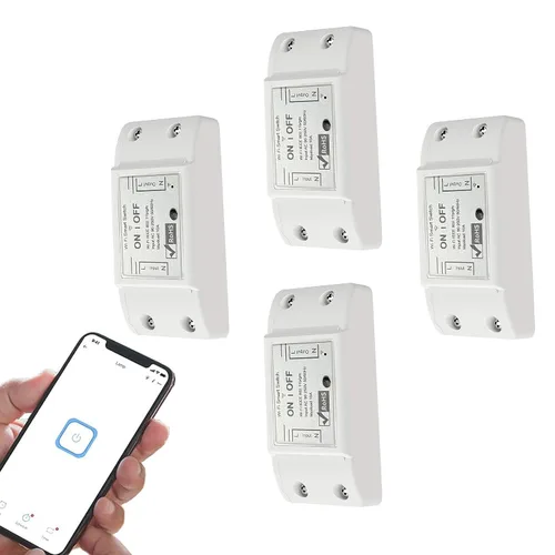 Vista 8 de Interruptor inteligente inalámbrico de 10 A, interruptor de luz Wi-Fi compatible con Alexa y Google Home y SmartThings, certificado FCC, no requiere