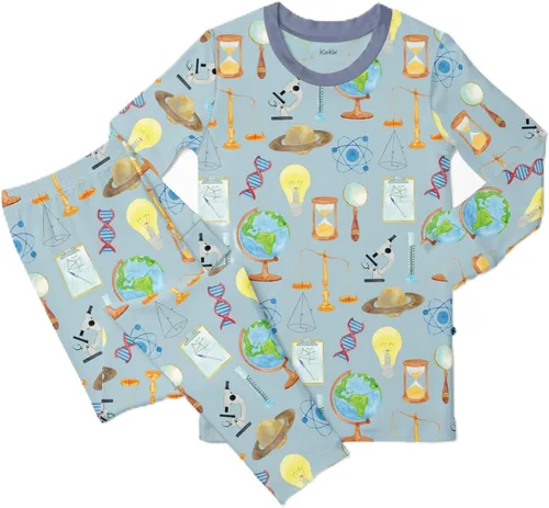 Vista 52 de KicKee Pants Conjunto de pijama de manga larga con estampado de piezas