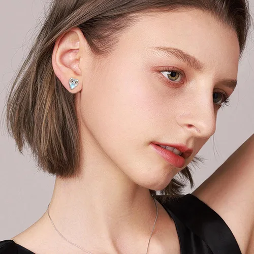 Vista 5 de Moonstone Earring for Women 925 Sterling Silver CatOwl Earrings Animal Stud Earrings Jewelry Gift for Girl Daughter Girlfirend