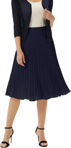 Vista 179 de GRACE KARIN - Falda plisada de gasa para mujer, con cintura alta y elástica, vuelo, corte acampanado y longitud por debajo de la rodilla
