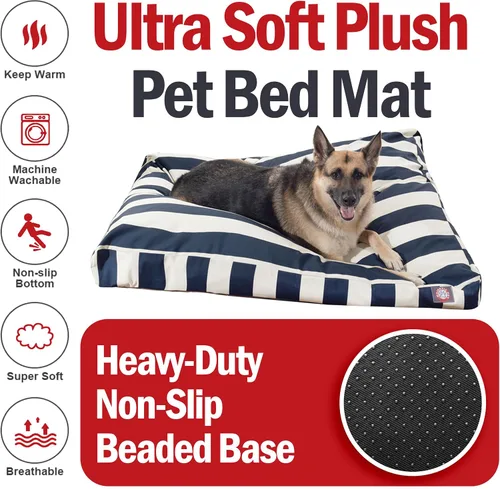 Vista 5 de Majestic Pet Cama rectangular grande para perros con rayas lavable, cama antideslizante y cómoda para mascotas, cama para perros con funda extraíble