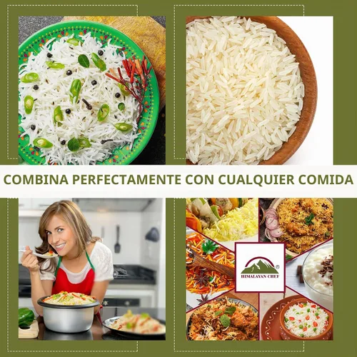 Vista 7 de Himalayan Chef Arroz Basmati, arroz de grano extra largo, esponjoso, de cocción rápida, aromático, 10 libras (el embalaje puede variar)