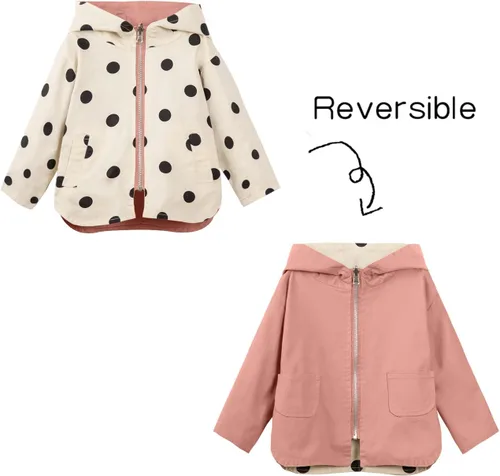 Vista 5 de Mud Kingdom Linda chaqueta con capucha para niñas, ropa de abrigo reversible con cremallera completa