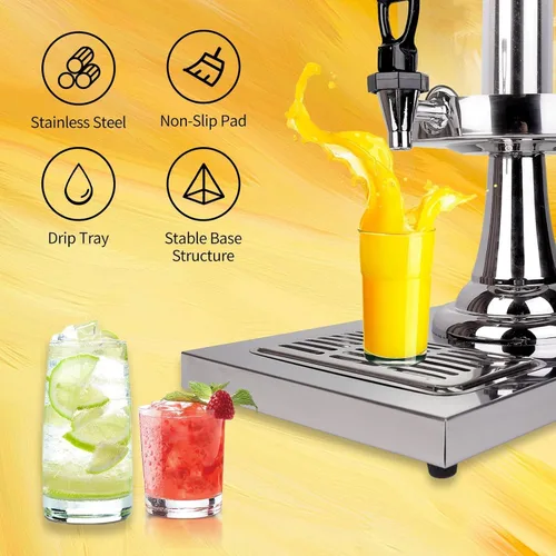 Vista 5 de Dispensador de bebidas con soporte, dispensador de bebidas para fiesta, dispensador de tarro de agua de acero inoxidable con recipiente de hielo