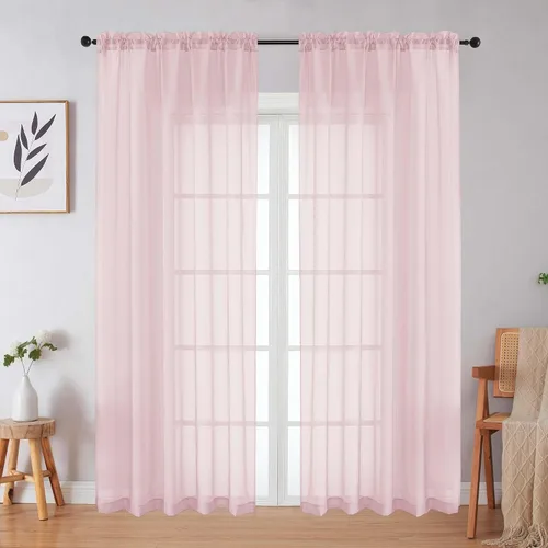 Vista 221 de 2 paneles de cortinas traslúcidas blancas para dormitorio, sala de estar, 96 pulgadas de largo, modernas, suaves, ligeras, con bolsillo para barra