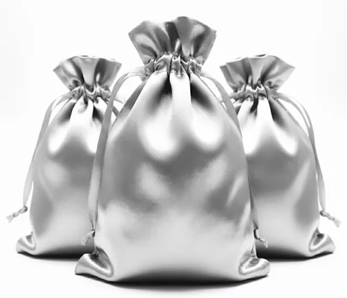 Vista 22 de Bolsas de regalo de satén azul bebé de 4 x 6 pulgadas, bolsas de joyería, bolsas de cordón para recuerdos de boda, baby shower, Navidad, 50 por