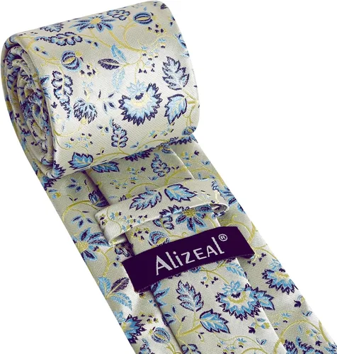 Vista 44 de Alizeal Mens 3.15inches Leaf Flower Pattern Tie with Floral Pocket Square Set