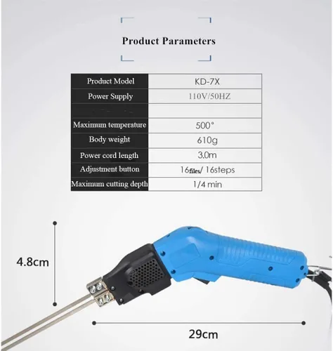 Vista 7 de Cuchillo cortador de espuma eléctrica de 110 V, esponja Peral, herramienta de corte de espuma peral, ranurado, refrigeración por aire, kit