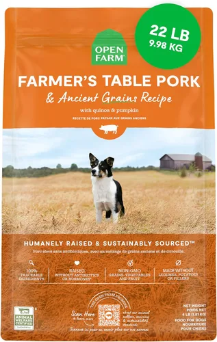 Vista 18 de Open Farm - Alimento seco para perros con cerdo y granos ancestrales, receta de cerdo criado de forma humanitaria con granos sanos, sin saborizantes