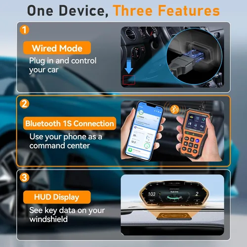 Vista 2 de AMTIFO Herramienta de diagnóstico Bluetooth del escáner OBD2, compatible con iOS/Android, datos en tiempo real, probador de batería, Plug and Play