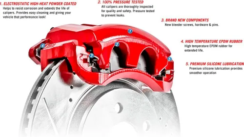 Vista 2 de Power Stop Par de pinzas delanteras S4692 con recubrimiento en polvo rojo para Chevrolet Camaro 1998-2002, Pontiac Firebird 1998-2002