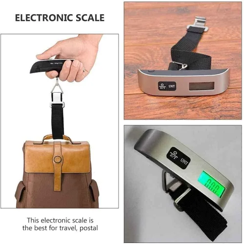 Vista 6 de Báscula digital de equipaje, báscula digital portátil para colgar, báscula digital de equipaje colgante de 110 libras con retroiluminación