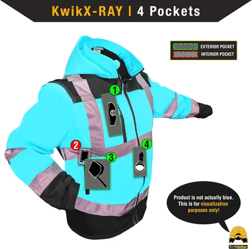 Vista 6 de KwikSafety - Charlotte, NC - Chaqueta de seguridad Softshell AGENT & GALAXY [Diseño Base y Edición Limitada] Clase 3 ANSI Testada OSHA