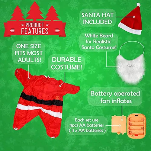 Vista 6 de Traje inflable de Papá Noel de Navidad