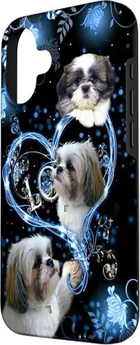 Vista 2 de Funda para PC iPhone 16 I Love Shih Tzu Dogs Flowers Heart Shih Tzu Metal