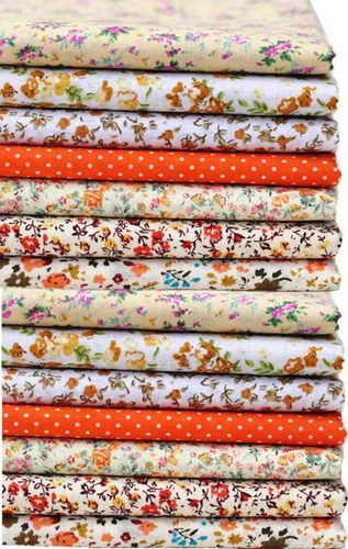 Vista 9 de MSCFTFB 14 piezas surtidas de 7 diseños cuadrados de tela, paquetes de tela precortados de retazos cuadrados para coser manualidades, apliques