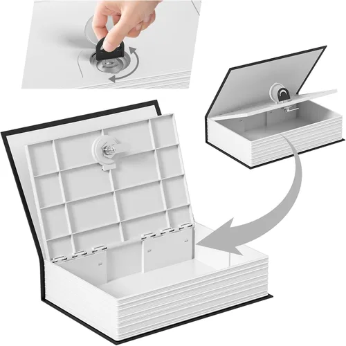 Vista 5 de Caja de ahorro de dinero para adultos, alcancía de libro con cerradura y llave seguras, caja de seguridad secreta de diccionario de 9.45 x 6.1 x