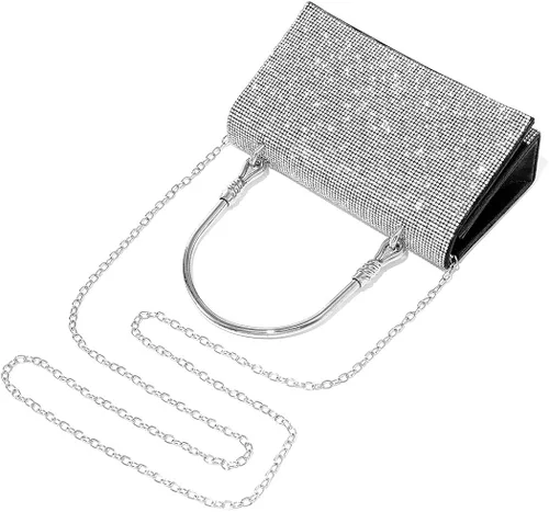 Vista 6 de Yokawe Bolso de mano con diamantes de imitación para mujer bolso de noche con cristales brillantes para bodas fiestas bailes cócteles