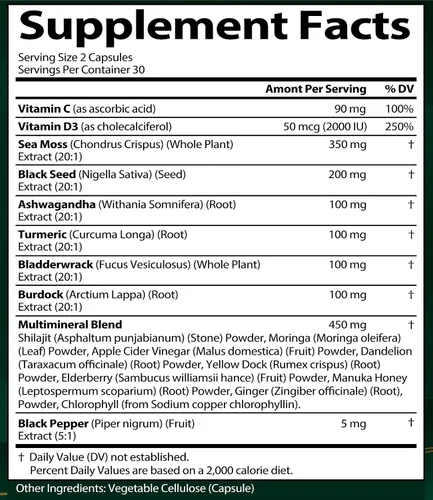 Vista 8 de StrongVit Complejo de musgo marino y suplemento de cortisol (120 cápsulas)