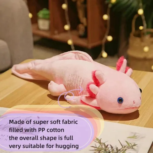 Vista 3 de FRANKIEZHOU Animal de peluche realista de ajolote rosa de 19 pulgadas, juguete de peluche de ajolote, animales de peluche de San Valentín, peluche
