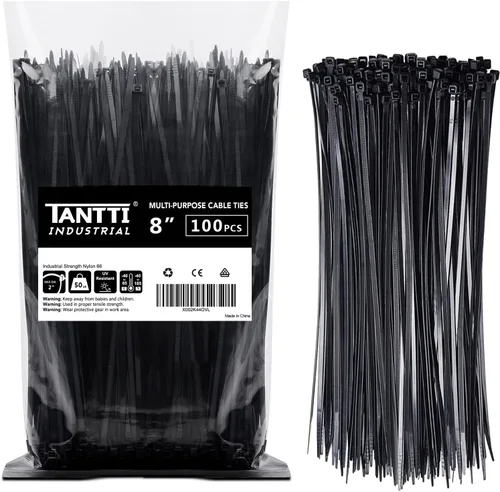 Vista 9 de Bridas de 4 pulgadas (paquete de 200), bridas pequeñas con resistencia a la tracción de 18 libras, color negro, por TANTTI Supply