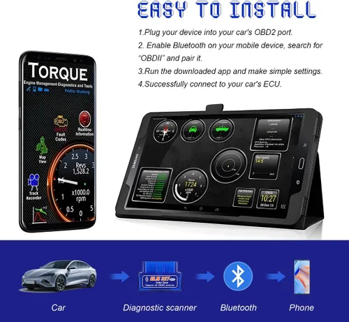 Vista 5 de ELM327 OBDII - Escáner de diagnóstico automático para automóvil, mini interfaz ELM327, lector de código de falla de motor Bluetooth, detector