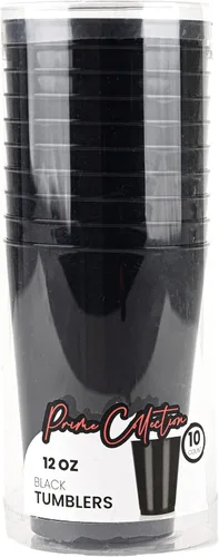 Vista 3 de PLASTICPRO Vasos desechables de plástico negro de 12 onzas para fiestas y bodas, paquete de 20
