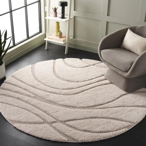 Vista 79 de Safavieh Florida Shag Collection - Alfombra de área de 2 x 3 pies, color crema/beige, diseño geométrico, felpa de 1.2 pulgadas de grosor, ideal