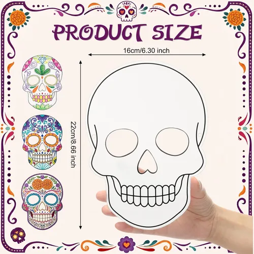 Vista 2 de Dia De Los Muertos Mask Craft Kit, Day of The Dead Color Skull Mask