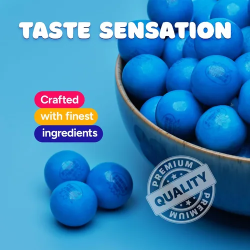 Vista 5 de Bolas de chicle en frasco - Bolas de chicle grandes de 1 pulgada - Goma de mascar sabor a arándano con burbujas - Goma para niños verde - Bolas