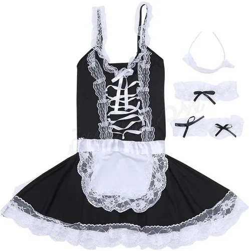Vista 5 de RTRDE Conjunto de lencería sexy y traviesa para mujer, ropa interior clásica para cosplay, ropa