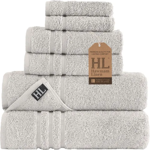 Vista 54 de Juego de 6 toallas de baño negras para baño, algodón turco original, suave, absorbente y de primera calidad, 2 toallas de baño, 2 manos y 2 toallas