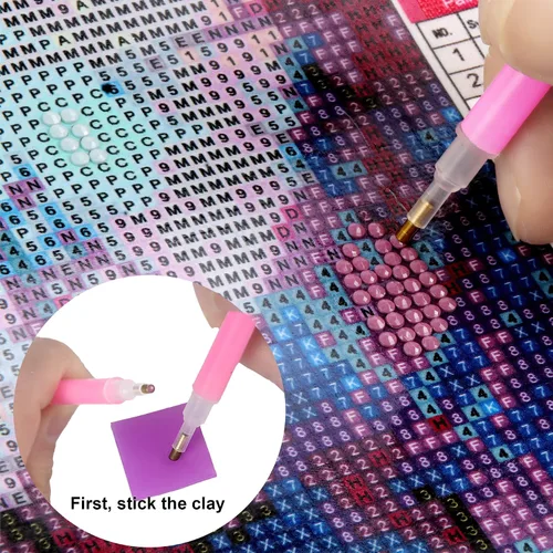 Vista 5 de FEBSNOW Pintura pegamento arcilla DIY diamante bordado cera herramienta conjunto (púrpura 60 piezas) Diamond Art Wax Pads, Purple Color Putty, Wax
