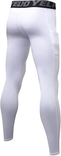 Vista 3 de AVVS Pantalones térmicos suaves para hombre, color liso, con forro polar, leggings largos y con capa base de invierno
