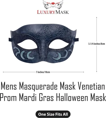 Vista 2 de Máscara de mascarada para hombre, máscara de aspecto antiguo para Halloween, fiesta veneciana, fiesta de máscaras y baile de máscaras