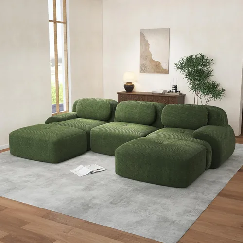 Vista 98 de Sofás seccional modular de 80" sin huesos modernos para sala de estar, juego de sofás comprimidos de 2 plazas con asiento profundo, sin necesidad