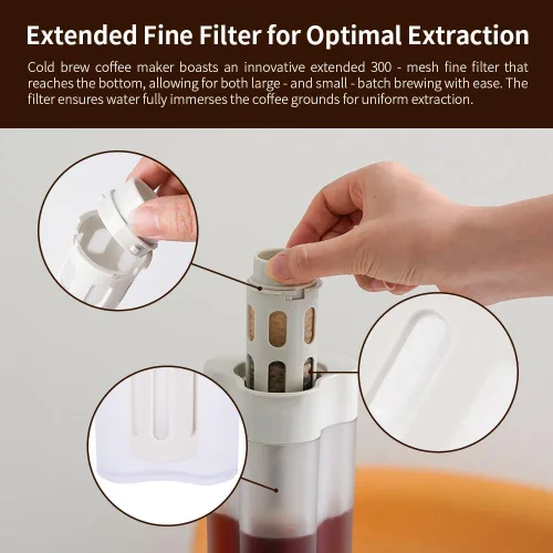 Vista 3 de watchget Cafetera portátil de 20.3 fl oz/20 onzas con filtro fino de malla 300 y sello hermético, diseño geométrico de pétalos a prueba de fugas