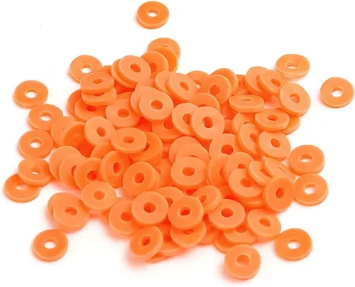 Vista 18 de 2000 cuentas de vinilo Heishi planas, redondas, de arcilla polimérica, espaciadoras para hacer pulseras, collares, aretes, accesorios para blanco