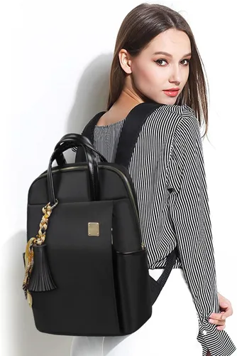 Vista 8 de Mochila para laptop para mujer, delgada de viaje, bolsa para computadora portátil de hasta 15.6 pulgadas, ligera, tamaño mediano, bolsa de trabajo