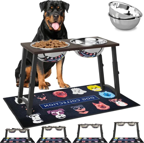Vista 10 de Cuencos elevados para perros medianos y pequeños, 5 alturas ajustables, soporte elevado para perros con 2 cuencos de comida de acero inoxidable