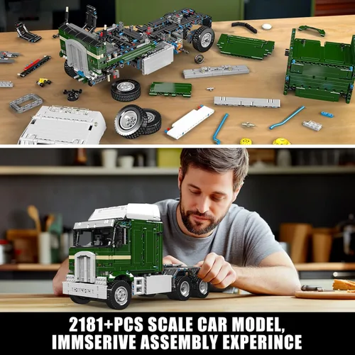 Vista 5 de Mould King Kit de bloques de camión de tractor, modelo MOC de bloques de construcción para construir, regalo para entusiastas de las colecciones