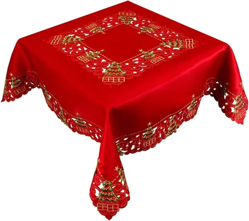 Vista 10 de Grelucgo - Servilletas bordadas para árbol de Navidad con diseño de acebo (12 × 12 pulgadas, 4 piezas)
