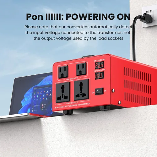 Vista 3 de Transformador de Voltaje de 1000W Convertidor de Potencia (110V a 220V, 220V a 110V) Convertidor Elevador/Reductor 110/120 Voltios - 220/240 Voltios
