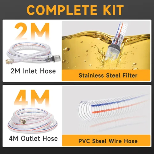Vista 6 de Kit de bomba de transferencia de combustible diésel de 12 V CC, bomba de transferencia de diésel eléctrica autocebante de flujo de 10 GPM, kit