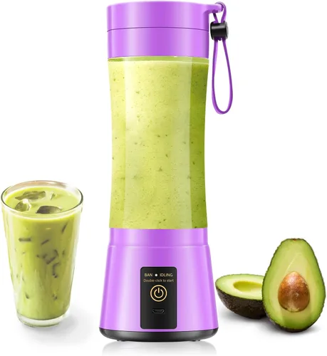 Vista 9 de Licuadora portátil para batidos y batidos, licuadora inalámbrica de tamaño personal con 6 cuchillas, vaso de jugo de 12.8 fl oz, ligera, recién