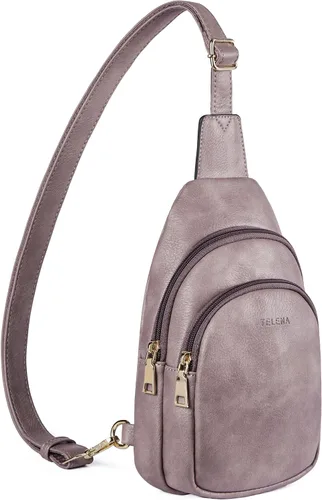 Vista 176 de Telena Riñonera pequeña para mujer, de cuero, cangureras, bolsa de pecho para mujer