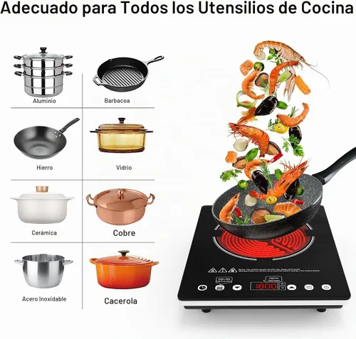 Vista 5 de Cocina eléctrica de una sola quemadora, quemador portátil de la encimera de 1800W