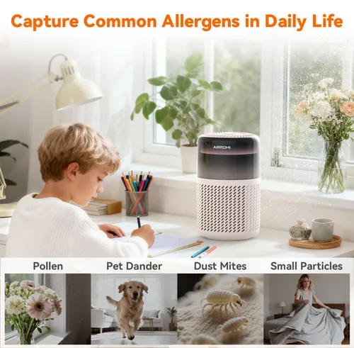 Vista 4 de Purificador de aire AIRROMI HEPA para dormitorio y hogar, purificador de aire para mascotas del hogar, elimina el olor a mascotas, olor a arena