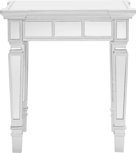 Vista 4 de SEI Furniture - Glenview Glam Mesa auxiliar cuadrada con espejo - Plata mate - Diseño de transición - Ideal para sala de estar, dormitorio (CK3632)